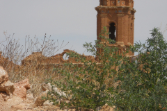 Spain, Belchite, S. Augustin Church from Calle Mayor